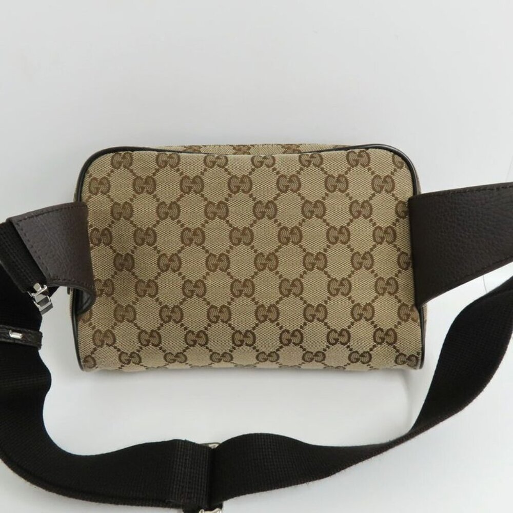 Gucci GG Canvas Waist Bag Body Bag Beige Brown Silver Hardware - Picture 2 of 10